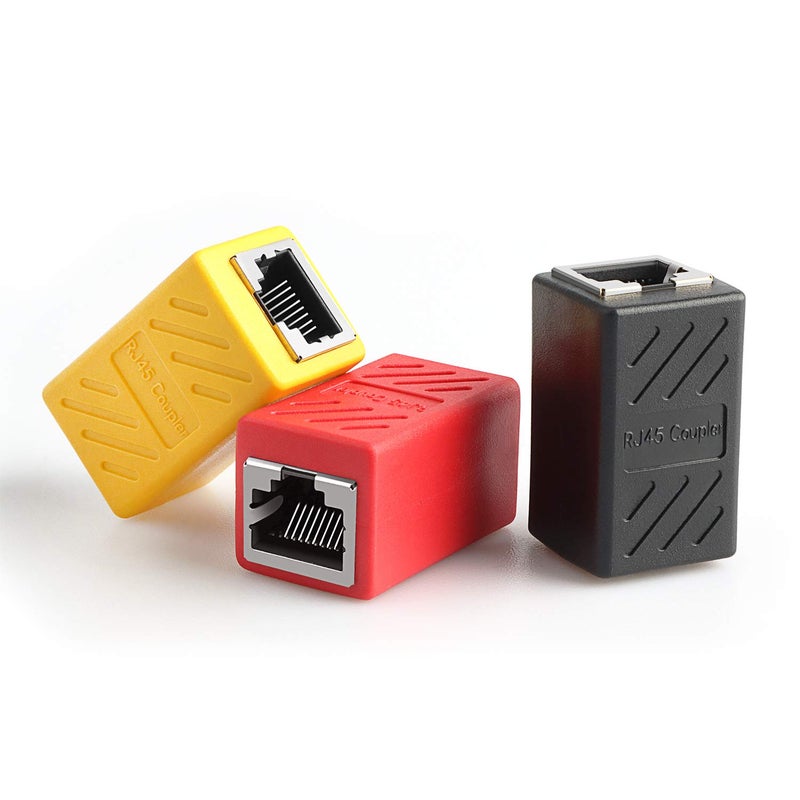 PASOW RJ45 Coupler in-Line Coupler Cat7 Cat6 Cat5e Ethernet Cable Extender Adapter Female to Female (3 Pack) - Image 1